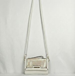 Juicy Couture Flirt mini wallet on a string in white w/iridescent snake fabric